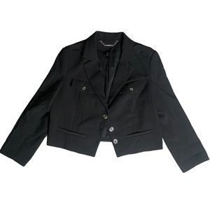 WHBM Black Bracelet Sleeve Crop Blazer Jacket 8